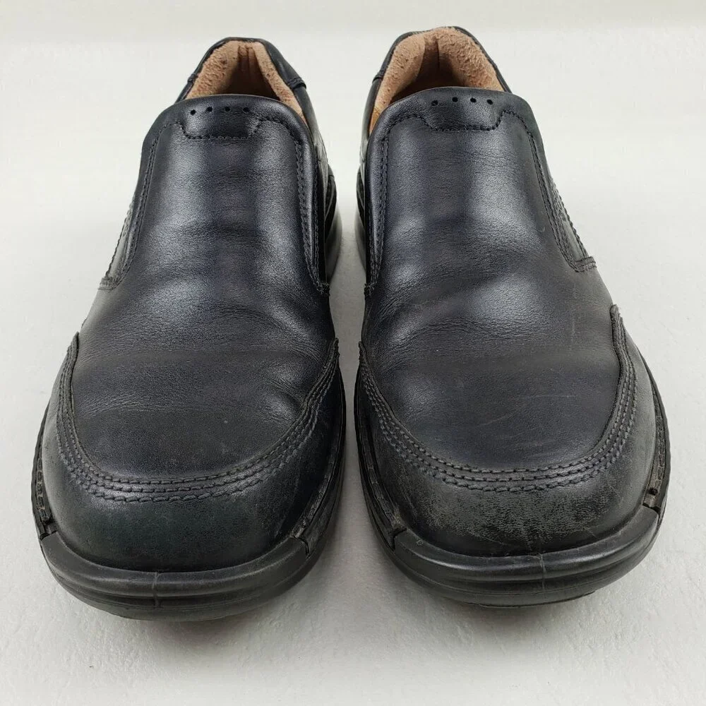 Ecco Fusion Slip On Loafer Shoe Mens 10-10.5 EU 44 Black Leather Casual Comfort
